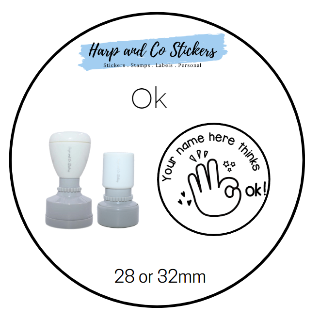 28 or 32mm Personalised Merit Stamp - Ok
