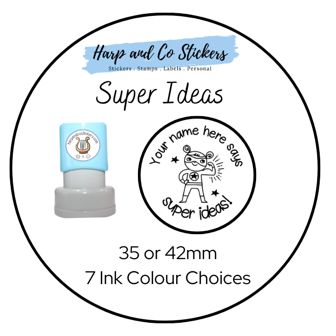 Super Ideas! 35 or 42mm Personalised Stamp