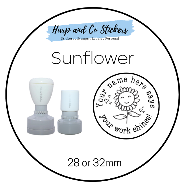 28 or 32mm Personalised Merit Stamp - Sunflower