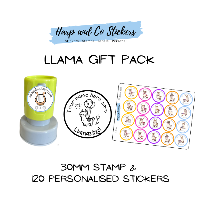 Gift Pack 30mm Stamp + 120 Stickers - Llama