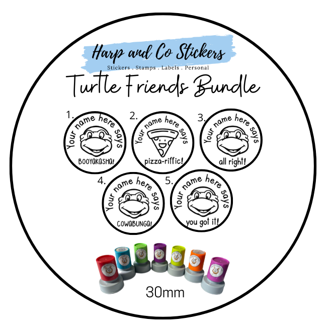 5 Turtle and Friends Stamp Bundle