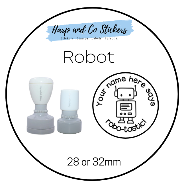 28 or 32mm Personalised Merit Stamp - Robot