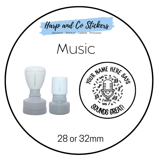 28 or 32mm Personalised Merit Stamp - Music