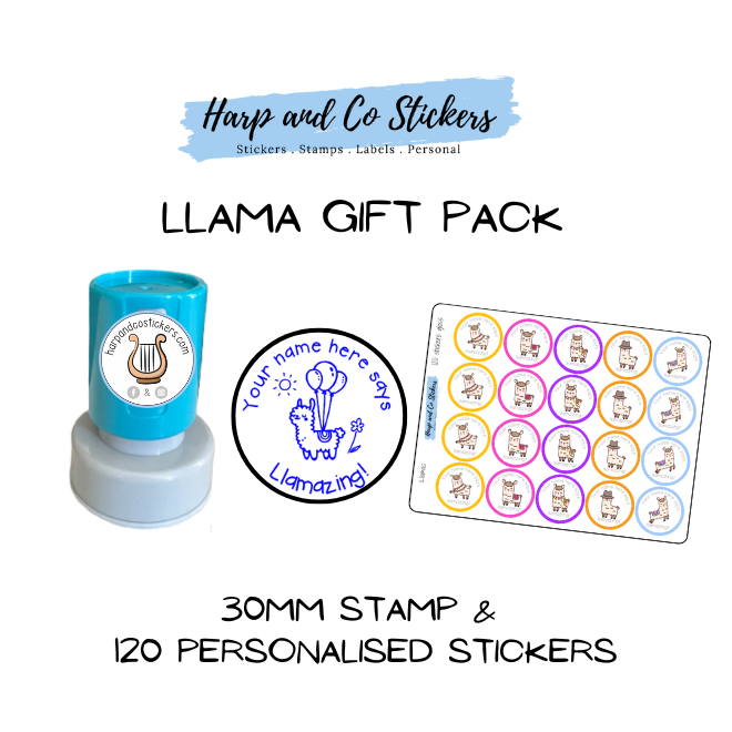 Gift Pack 30mm Stamp + 120 Stickers - Llama