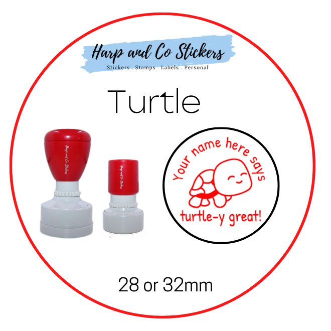 28 or 32mm Personalised Round Stamp - *Turtle* - Great for the classroom!