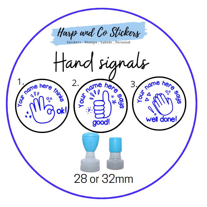 28 or 32mm Personalised Stamp Bundle - 3 Hand Signals