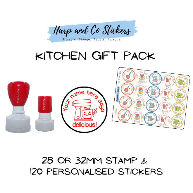 Gift Pack 28 or 32mm Stamp + 120 Stickers - Kitchen