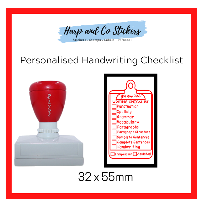 Personalised Rectangle 32 x 55mm stamp - Writing Checklist