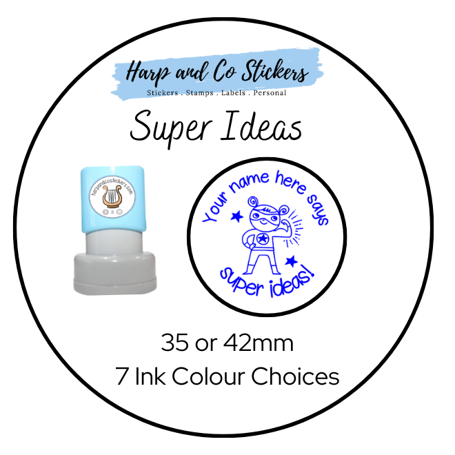 Super Ideas! 35 or 42mm Personalised Stamp