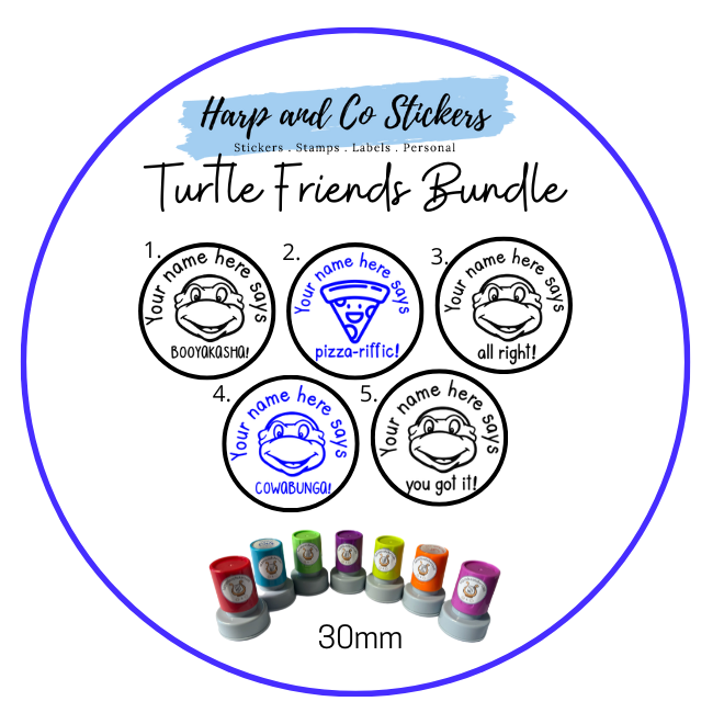 5 Turtle and Friends Stamp Bundle