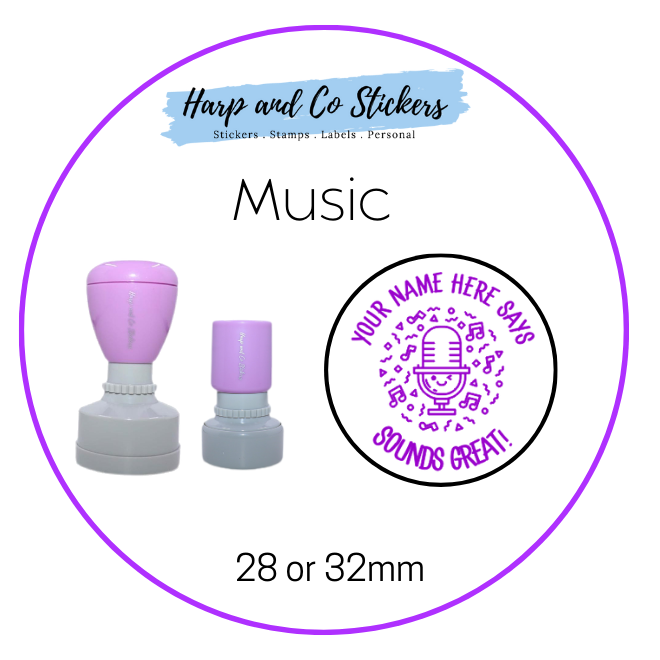 28 or 32mm Personalised Merit Stamp - Music