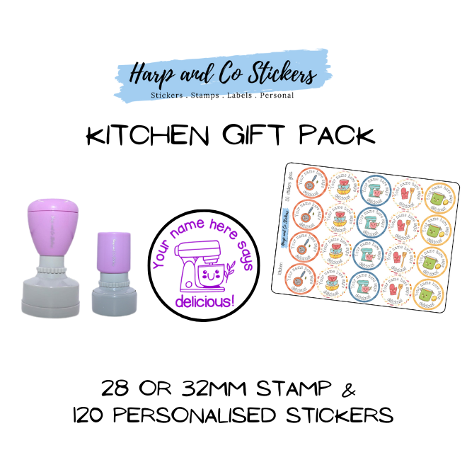 Gift Pack 28 or 32mm Stamp + 120 Stickers - Kitchen
