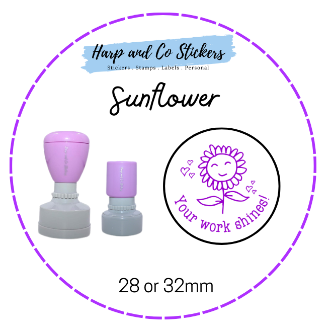 28 or 32mm Round Stamp -Sunflower