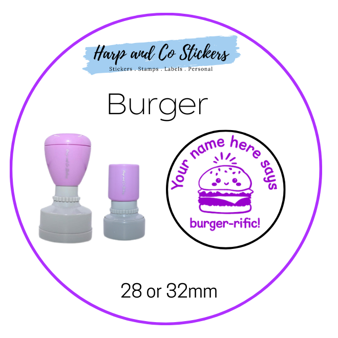 28 or 32mm Personalised Merit Stamp - Burger