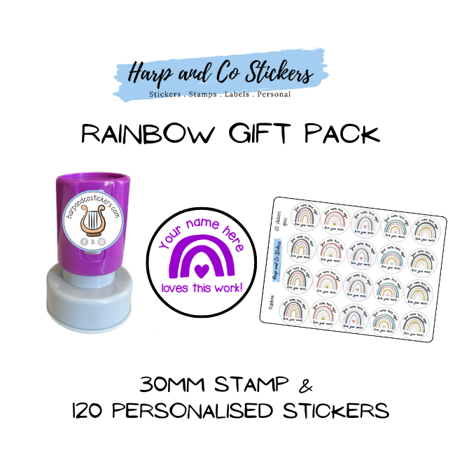 Gift Pack 30mm Stamp + 120 Stickers - Rainbow