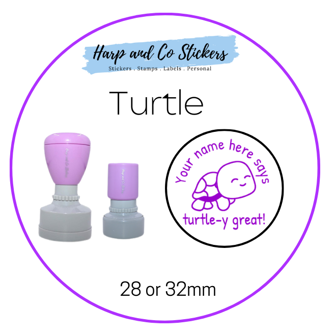 28 or 32mm Personalised Round Stamp - *Turtle* - Great for the classroom!