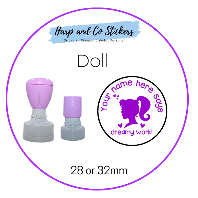 28 or 32mm Personalised Merit Stamp - Doll
