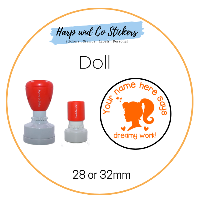 28 or 32mm Personalised Merit Stamp - Doll