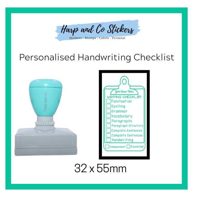 Personalised Rectangle 32 x 55mm stamp - Writing Checklist