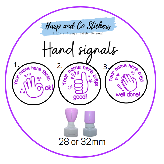 28 or 32mm Personalised Stamp Bundle - 3 Hand Signals