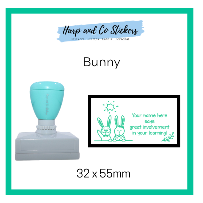 Personalised Rectangle 32 x 55mm stamp - Bunny