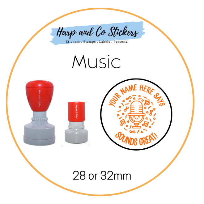 28 or 32mm Personalised Merit Stamp - Music