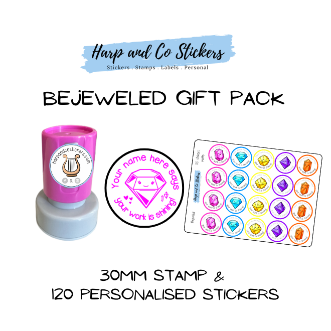 Gift Pack 30mm Stamp + 120 Stickers - Bejeweled