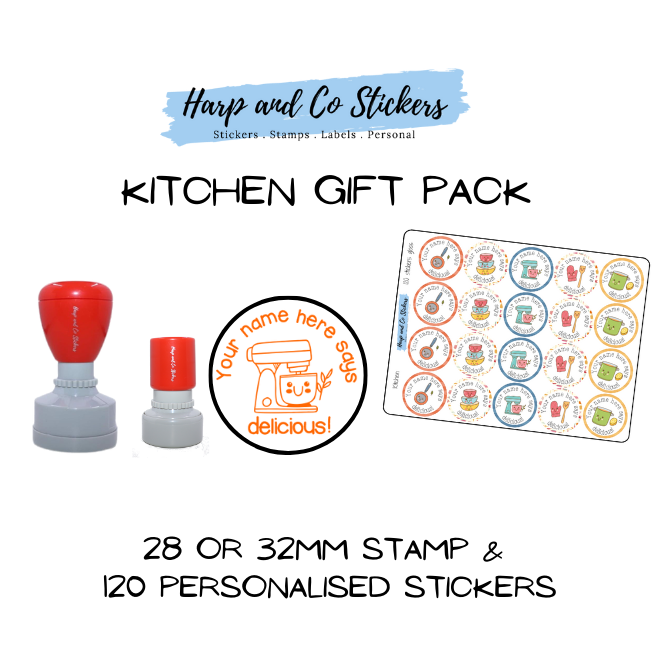 Gift Pack 28 or 32mm Stamp + 120 Stickers - Kitchen