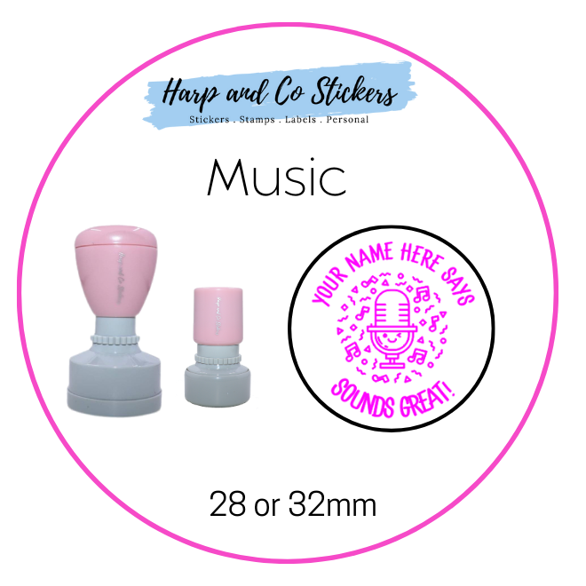 28 or 32mm Personalised Merit Stamp - Music