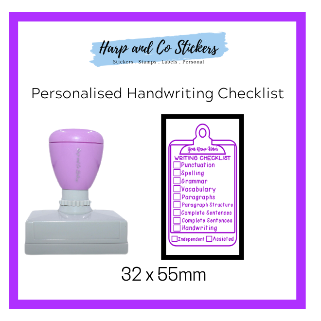 Personalised Rectangle 32 x 55mm stamp - Writing Checklist