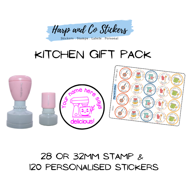 Gift Pack 28 or 32mm Stamp + 120 Stickers - Kitchen