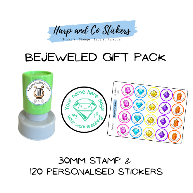 Gift Pack 30mm Stamp + 120 Stickers - Bejeweled
