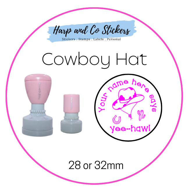 28 or 32mm Personalised Merit Stamp - Cowboy Hat