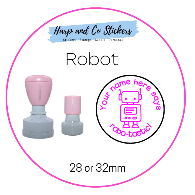 28 or 32mm Personalised Merit Stamp - Robot
