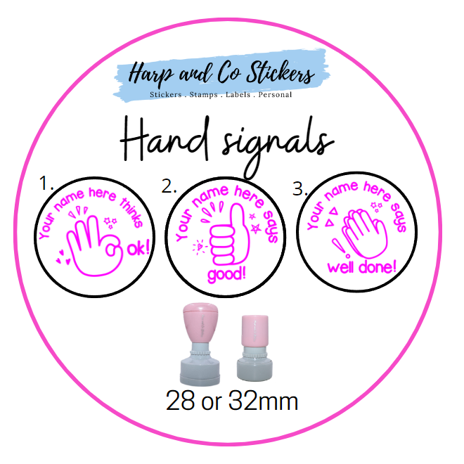 28 or 32mm Personalised Stamp Bundle - 3 Hand Signals