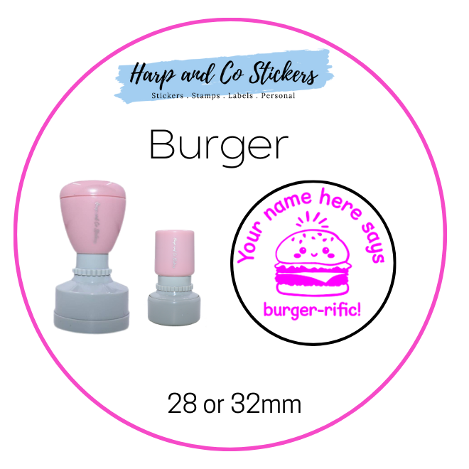 28 or 32mm Personalised Merit Stamp - Burger