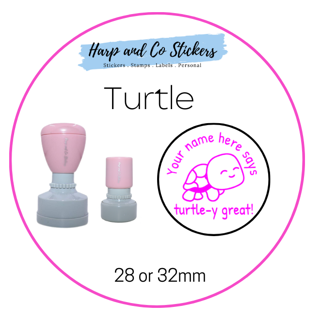 28 or 32mm Personalised Round Stamp - *Turtle* - Great for the classroom!
