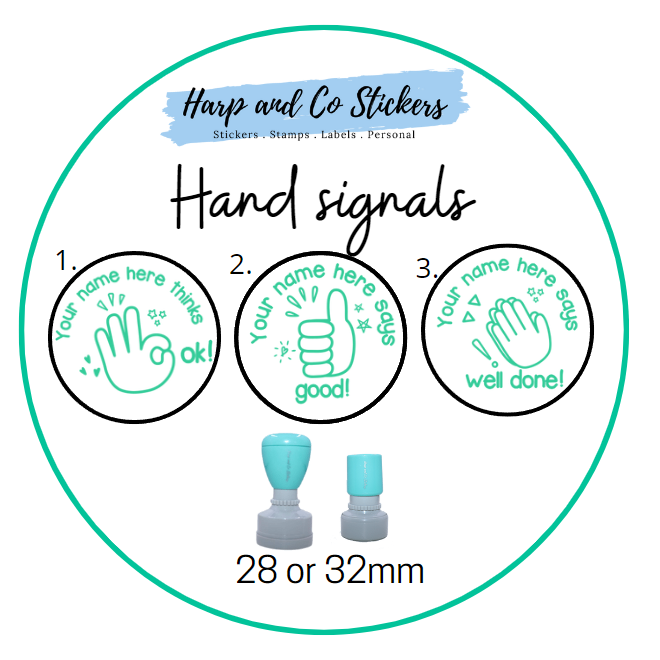 28 or 32mm Personalised Stamp Bundle - 3 Hand Signals