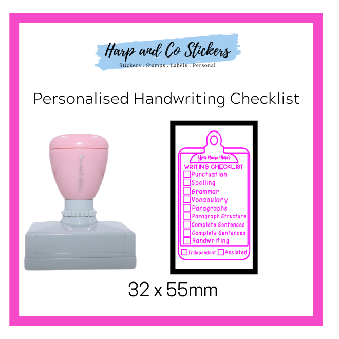 Personalised Rectangle 32 x 55mm stamp - Writing Checklist