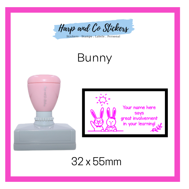 Personalised Rectangle 32 x 55mm stamp - Bunny