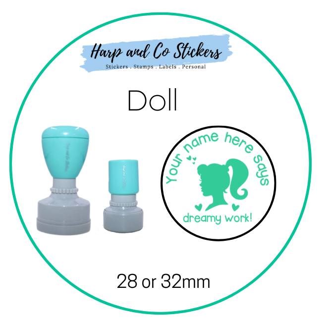 28 or 32mm Personalised Merit Stamp - Doll