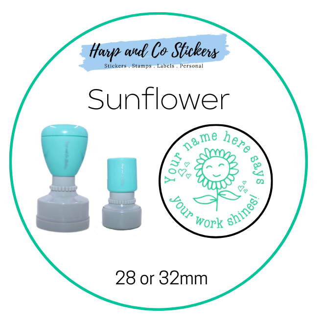 28 or 32mm Personalised Merit Stamp - Sunflower