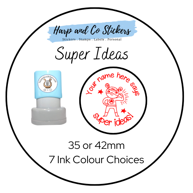 Super Ideas! 35 or 42mm Personalised Stamp