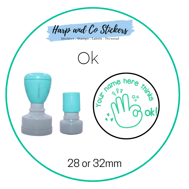 28 or 32mm Personalised Merit Stamp - Ok