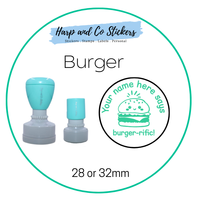 28 or 32mm Personalised Merit Stamp - Burger