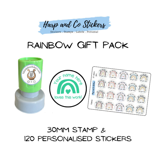 Gift Pack 30mm Stamp + 120 Stickers - Rainbow
