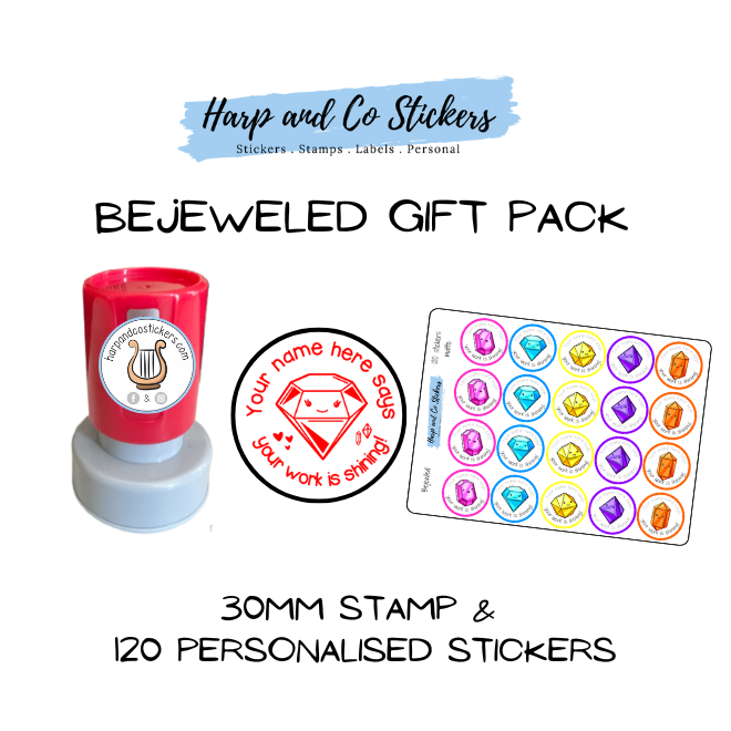 Gift Pack 30mm Stamp + 120 Stickers - Bejeweled