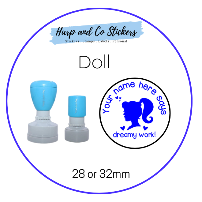 28 or 32mm Personalised Merit Stamp - Doll