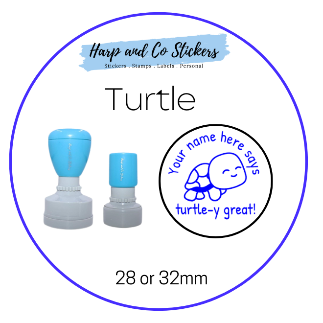 28 or 32mm Personalised Round Stamp - *Turtle* - Great for the classroom!