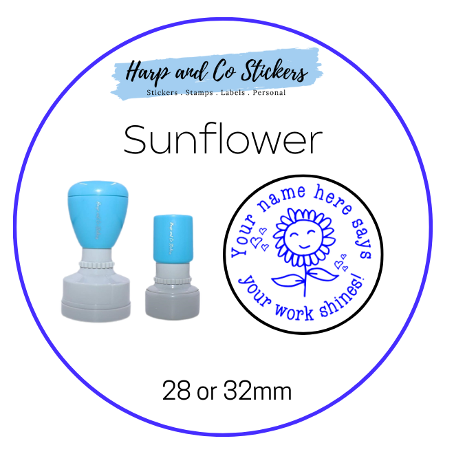 28 or 32mm Personalised Merit Stamp - Sunflower